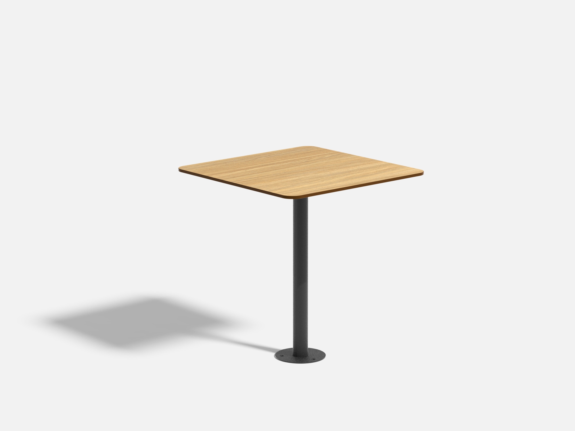 Table pour 2 à 4 personnes pour terrasses extérieures en métal et stratifié compact, décors bois clair.