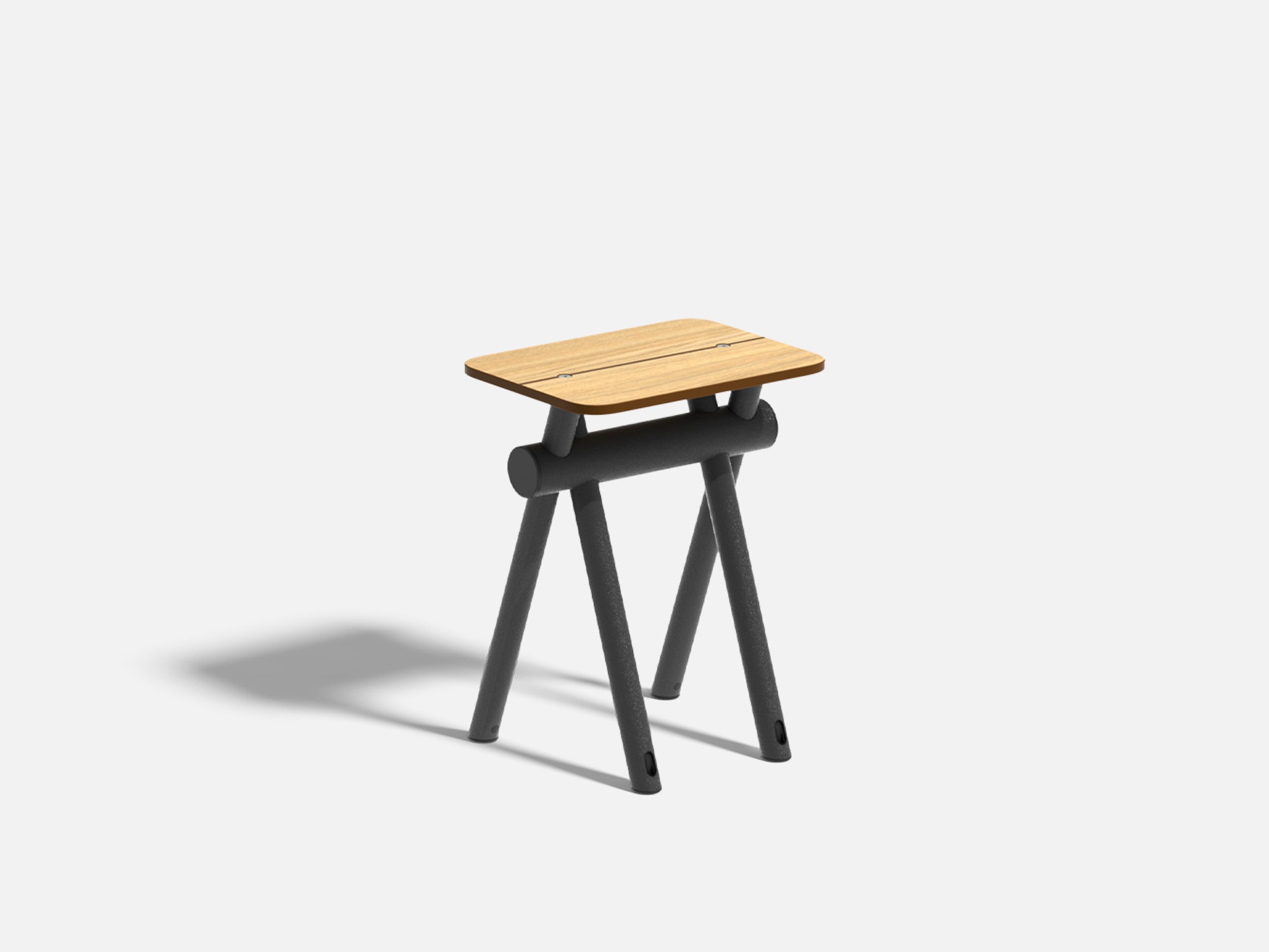 Tabouret en stratifié décors bois et métal destinée aux terrasses extérieures