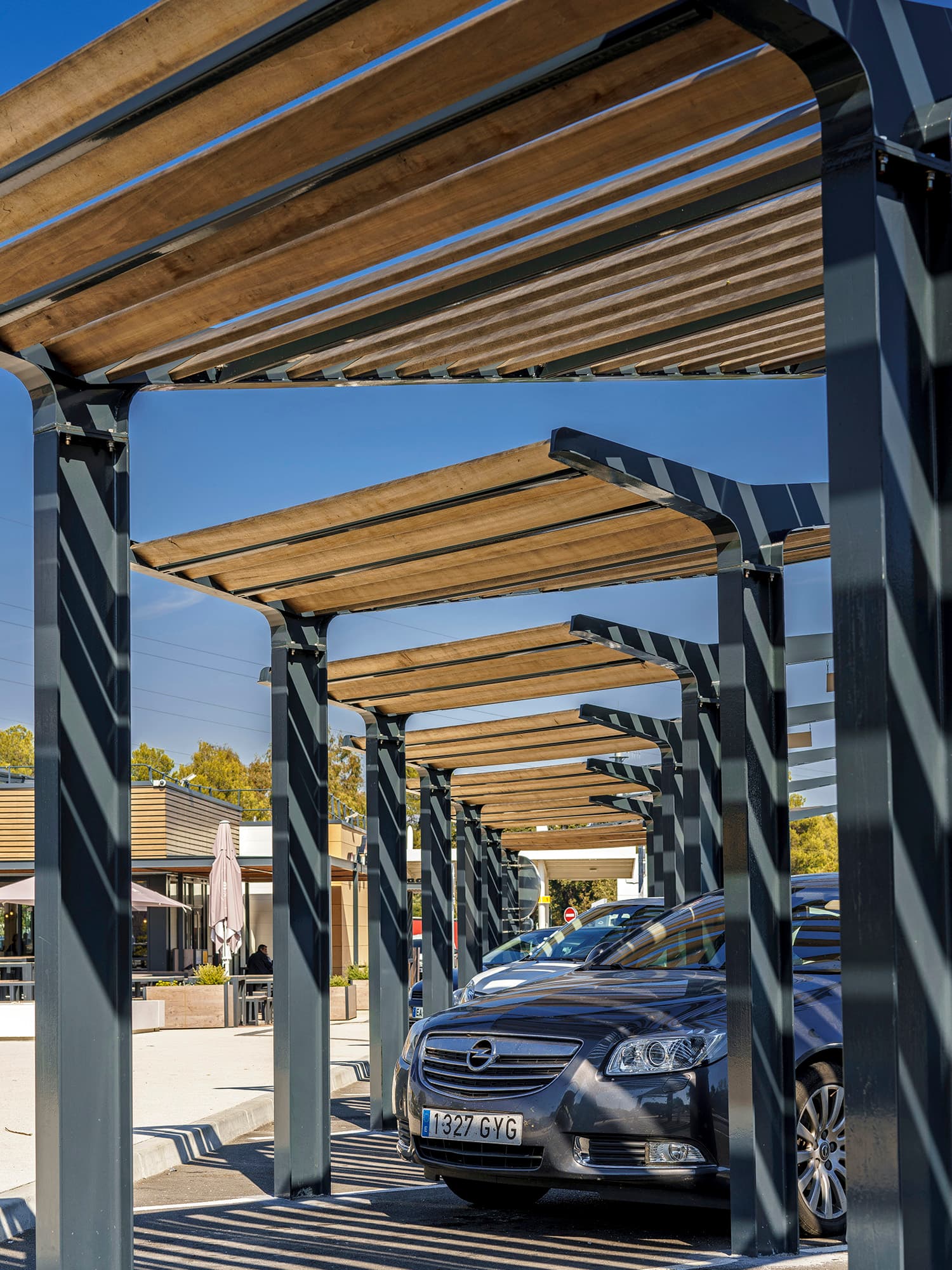 Wood and metal carport